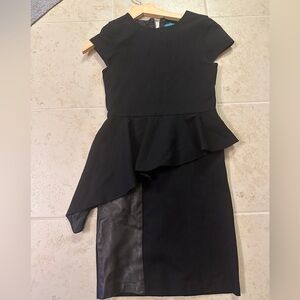 Alice + Olivia Black Asymmetrical Peplum Dress